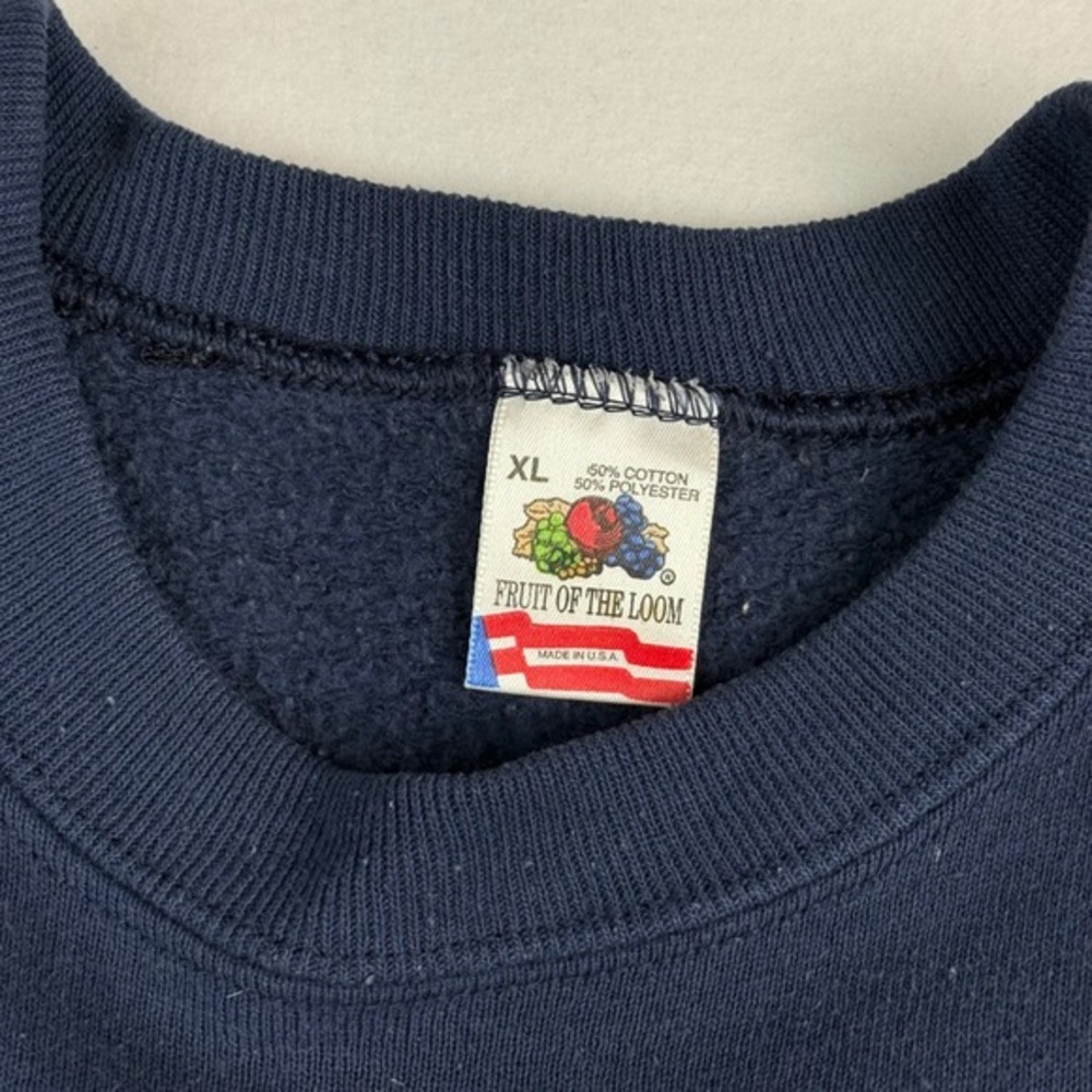Vintage Fruit of the Loom Shamrock Sweatshirt XL Navy Blue Clover Made in USA - Picture 3 of 5
